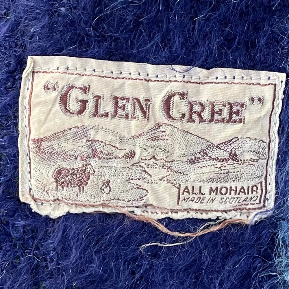 GLEN CREE Vintage Mohair Wool Plaid Throw Blanket